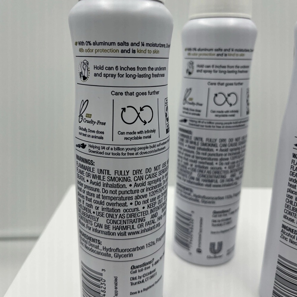 3 Pk Dove 0% Aluminum Pomegranate & Lemon Verbena 48 Hour Deodorant Spray-4oz - Picture 4 of 6